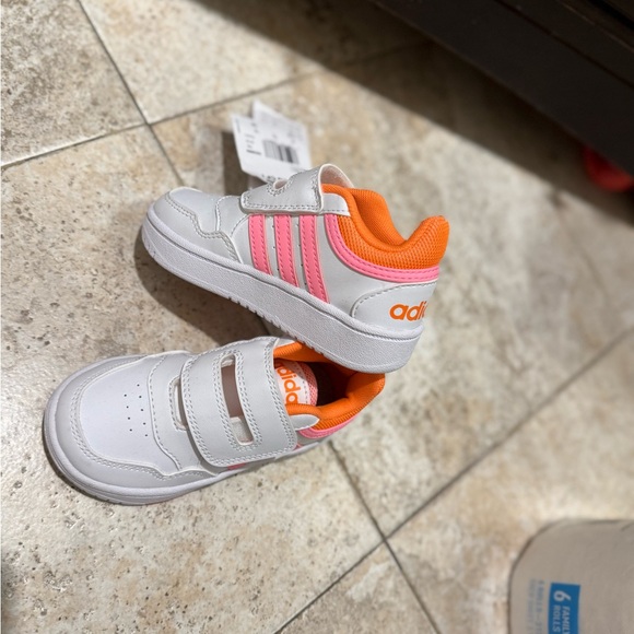 adidas White and Orange Sneakers with Velcro Straps - Picture 1 of 5